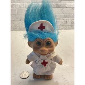 Vintage 1991 T.N.T Troll Blue Hair & Green Eyes
